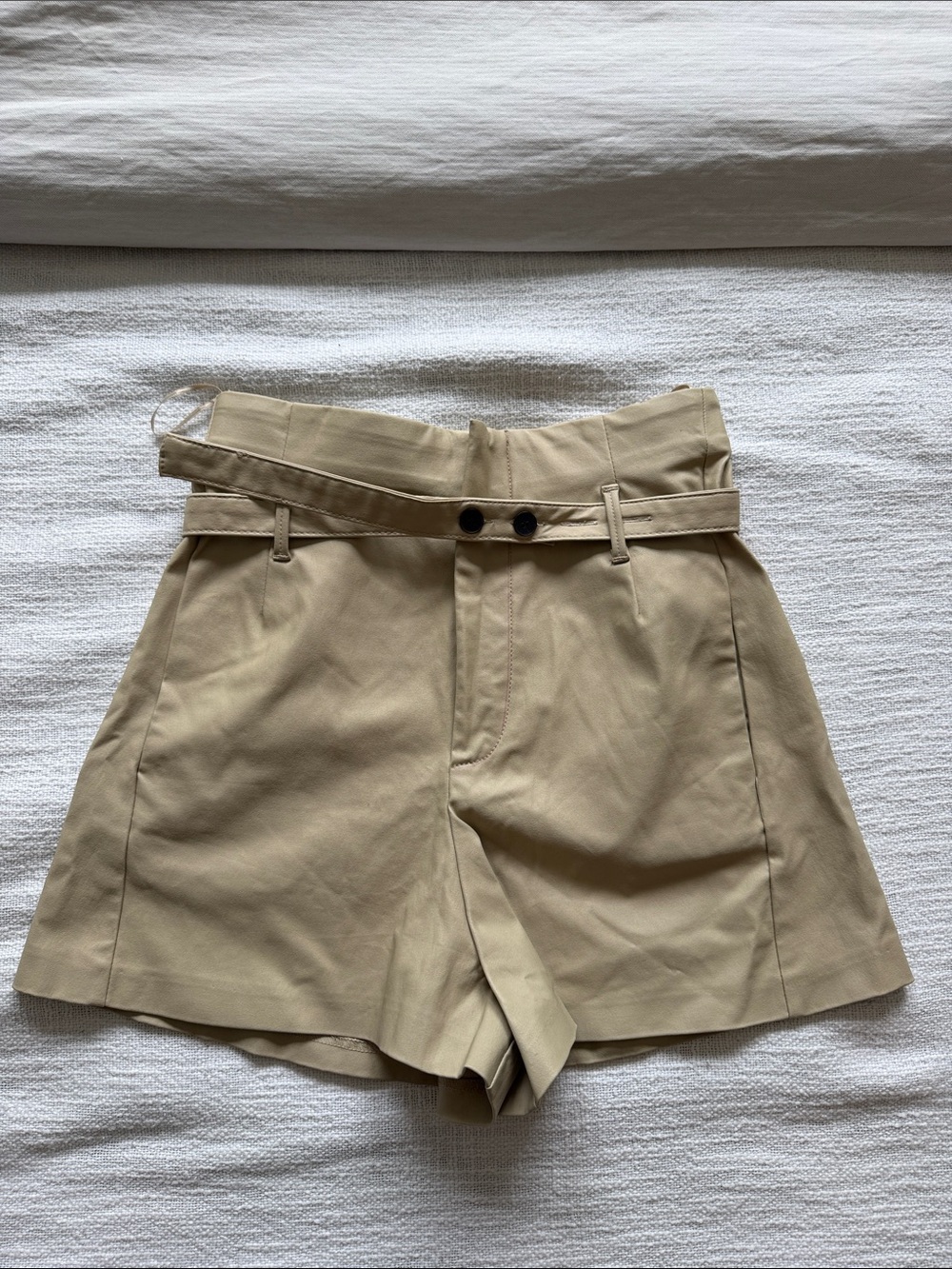 Zara High-Waist Belted Paperbag Shorts
